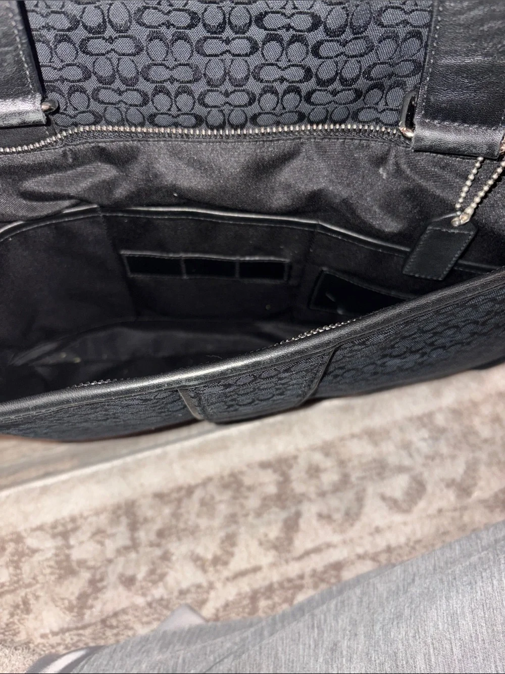 Coach Black Signature Canvas Laptop Bag with Leather Handles